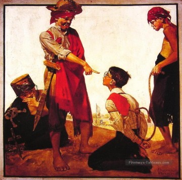 いとこのレジナルドが海賊を演じる 1917 年 ノーマン ロックウェル Oil Paintings